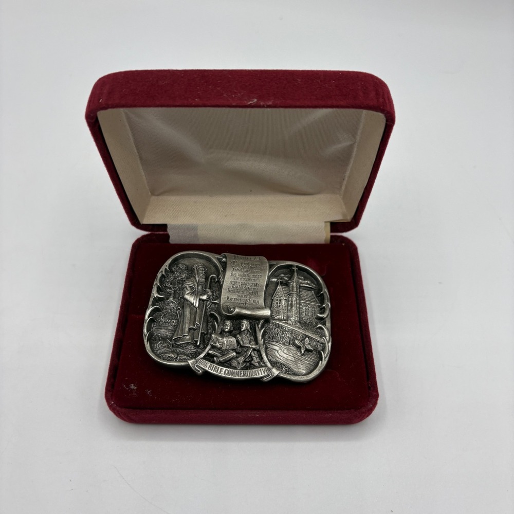 1986 Bergamot Brass Works Psalm 23 Bible Commemorative Belt Buckle #128